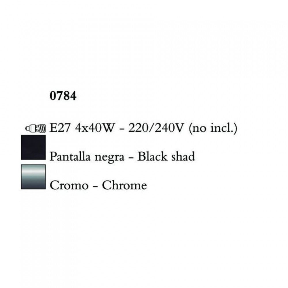 Mantra AKIRA CHROME BLACK SHADE 0784 egyágú függeszték  króm   fém   4*E27 max20W   E27   IP20