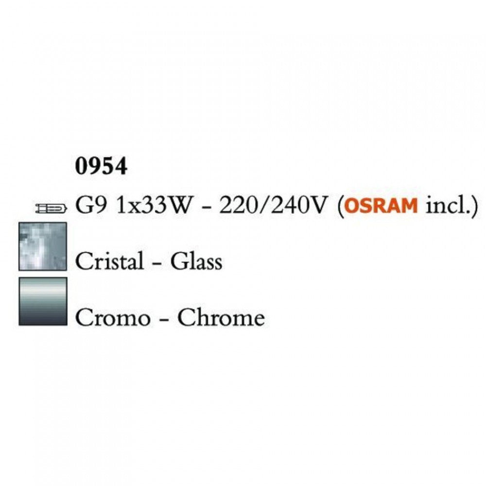 Mantra CUADRAX CHROME GLASS 0954 asztali lámpa  króm   fém   1*G9 max5W   G9   IP20