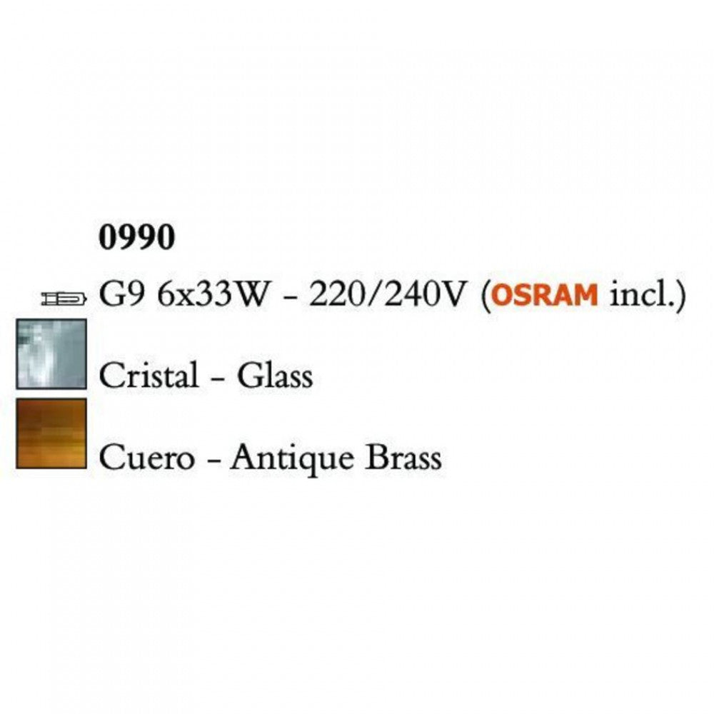 Mantra CUADRAX ANTIQUE BRASS GLASS 0990 mennyezeti lámpa  alumínium   fém   6*G9 max5W   G9   IP20