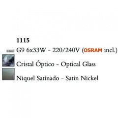 Mantra CUADRAX 1115 csillárok nappaliba  szatinált nikkel   fém   6xG9 max. 33 W   G9   IP20