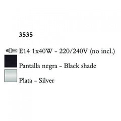 Mantra PAOLA 3535 asztali lámpa  ezüst   fém   1xE14 max. 40W   E14   IP20