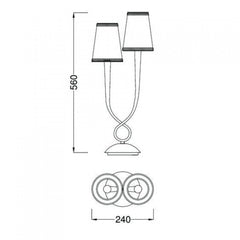 Mantra PAOLA 3536 asztali lámpa  ezüst   fém   2xE14 max. 40W   E14   IP20