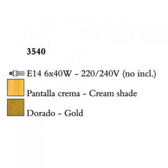 Mantra PAOLA 3540 csillárok nappaliba  arany   fém   6x E14 max.40W   E14   IP20
