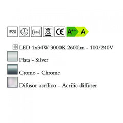 Mantra NUR 4984 mennyezeti lámpa  króm   fém   1xLED max. 34W   LED   2600 lm  3000 K  IP20