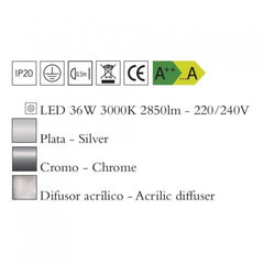 Mantra KNOT 4989 mennyezeti lámpa  króm   fém   LED 36W   LED   2850 lm  2700 K  IP20
